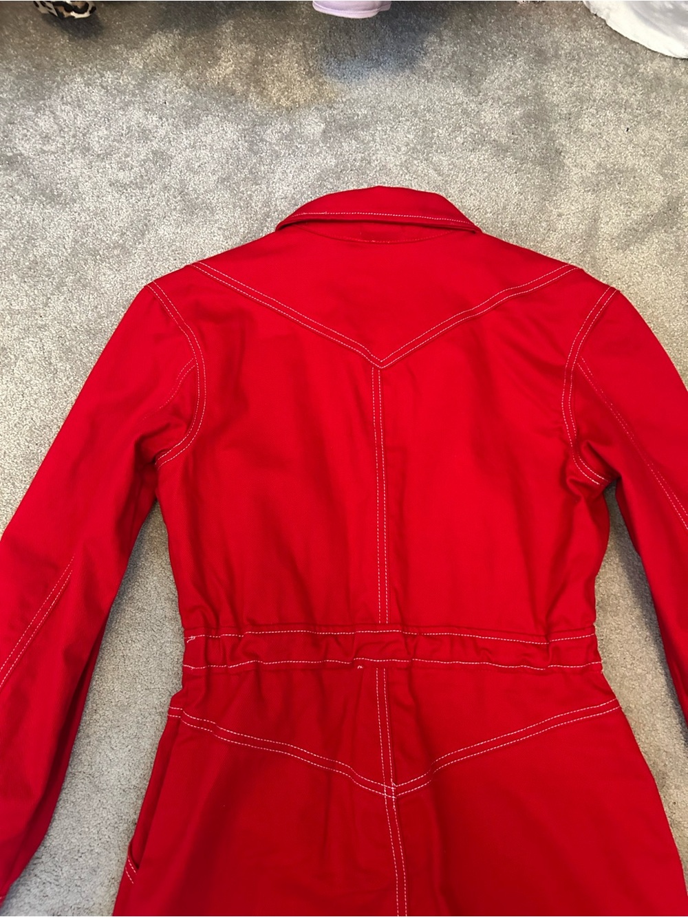 Avec Les Filles Red Long-Sleeve Button Dress with Contrast Stitching - Picture 8 of 8